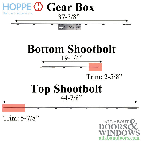 Hoppe Inactive Multipoint Lock Kit for 93" Caradco Doors – 35mm Backset, 92mm PZ