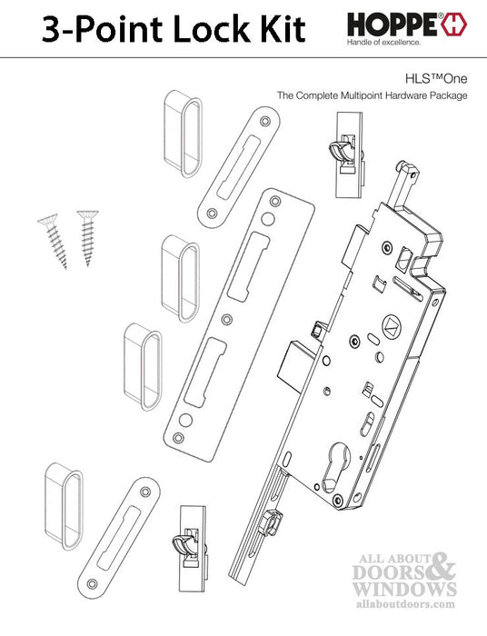 Hoppe HLS-ONE 3-Point Manual Tongue System for 7' Doors – 45mm Backset