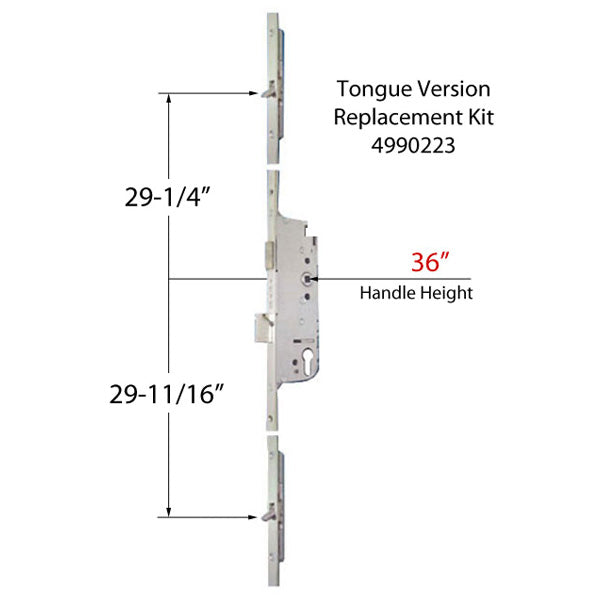 Hoppe Multipoint Lock Replacement Kit for Fuhr Roundbolt – 45mm Backset, 92mm PZ