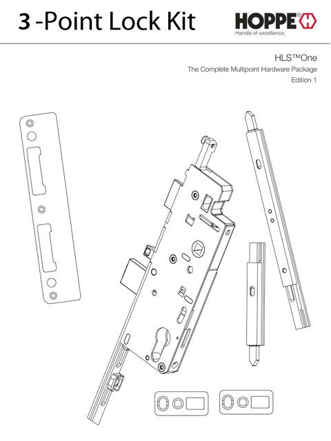 Hoppe Manual Shootbolt System Kit for 6' 8" Doors – 45mm Backset, 16mm Faceplate