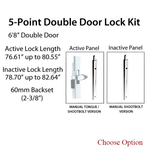 Hoppe HLS-ONE/HLS9000 5-Point Multipoint Lock Kit for 6' 8" Doors – 60mm Backset