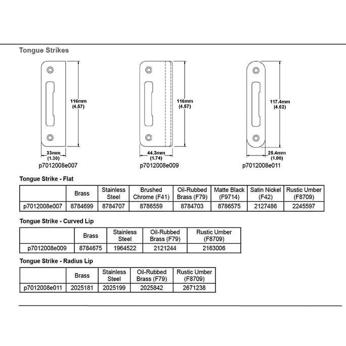 Hoppe Flat Strike Plate – Tongue Version