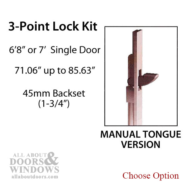 Hoppe HLS-ONE 3-Point Manual Tongue System for 7' Doors – 45mm Backset