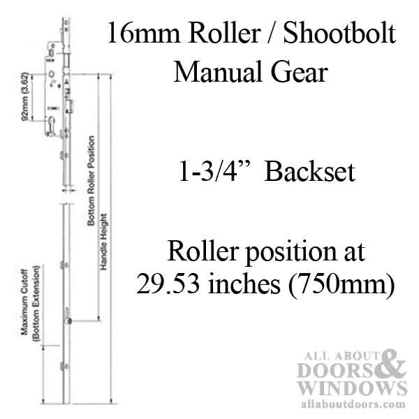 Hoppe Bottom Gear – 45mm Backset, 37" Handle Height, Roller Version
