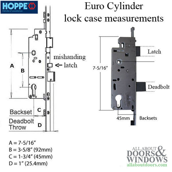 Hoppe Multipoint Lower Extension with Tongue – 45mm Backset, 92mm PZ, 36" Handle Height, 26.42" Tongue