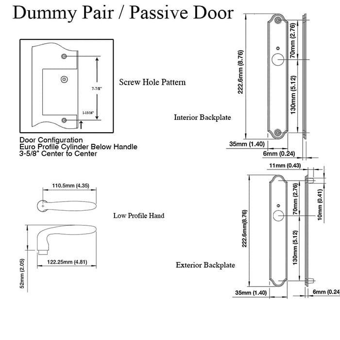 Hoppe Verona Dummy Handleset for Multipoint Doors – Oil Rubbed Brass