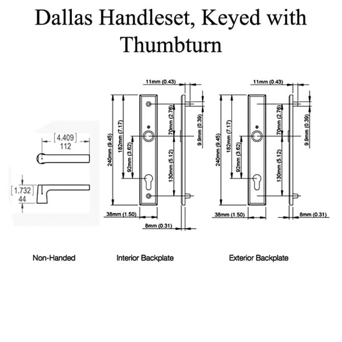 Hoppe Dallas Dummy Handleset for Multipoint Doors – Matte Black