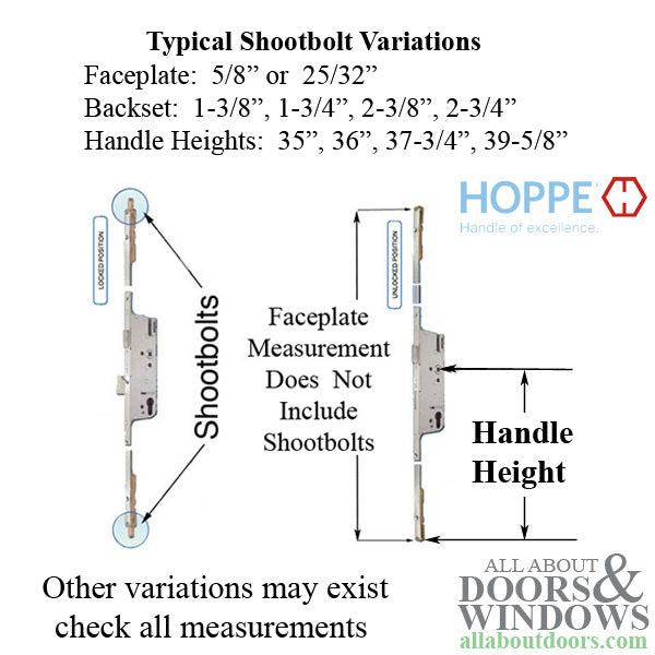 Hoppe HLS9000 Bottom Gear – 45mm Backset, 36" Handle Height, Manual Shootbolt