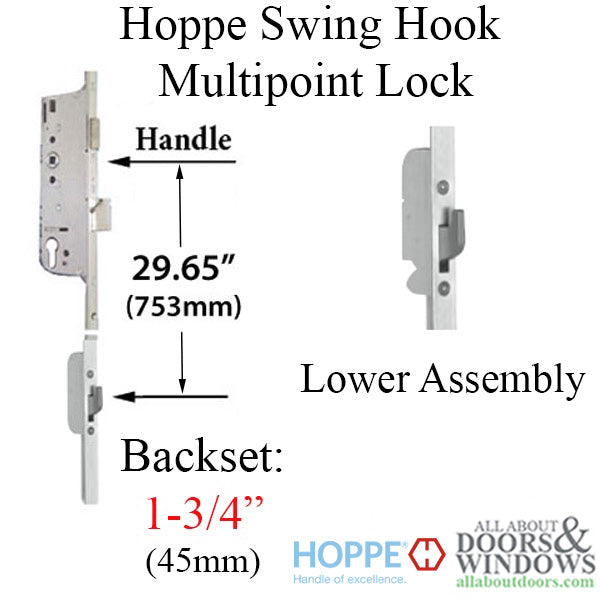 Hoppe Active Swing Hook Bottom Gear – 45mm Backset, 92mm PZ, 36" Handle Height