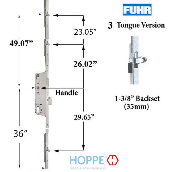 Hoppe/Fuhr 4-Point Multipoint Lock Kit for MW Doors – 35mm Backset, 92mm PZ