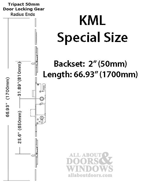 GU Tripact Europa Multipoint Lock for KML Doors – 50mm Backset, 66-15/16" Length, Silver Grey (Discontinued)