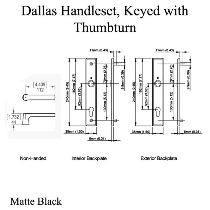 Hoppe Dallas Active Handleset – 92mm PZ, Matte Black