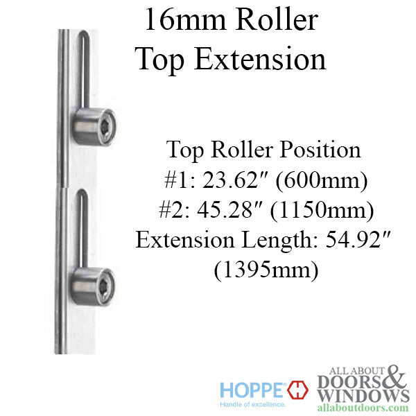 Hoppe Manual 4 Roller Top Extension – 16mm Faceplate, 54.92" Length