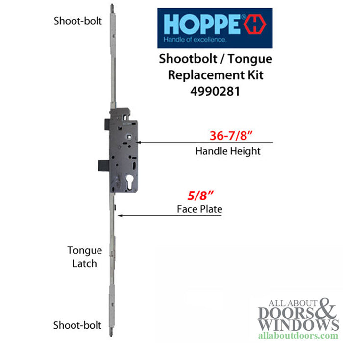 Hoppe Shootbolt/Tongue Multipoint Lock Replacement Kit – 45mm Backset, 92mm PZ