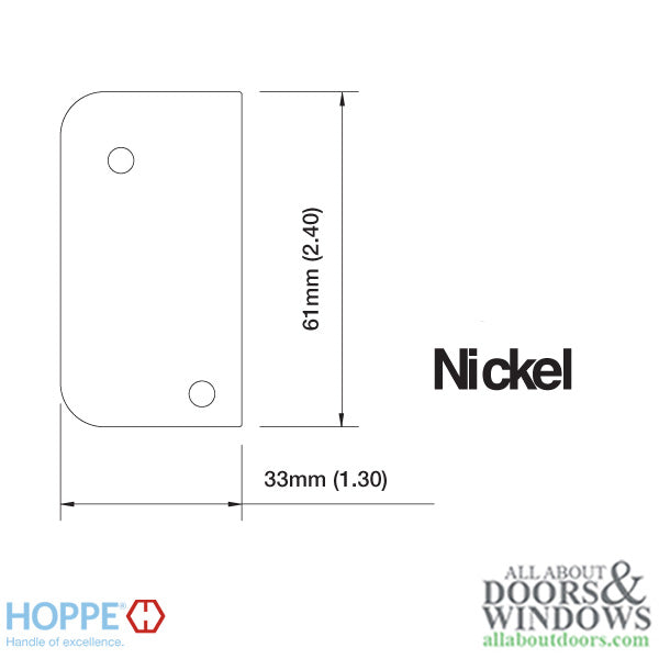 Hoppe Underplate for Auto-Release Strike Plate – Nickel