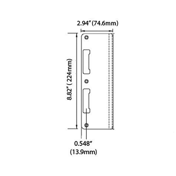 Hoppe Extended Latch and Deadbolt Strike – Curved Lip for 3" Doors
