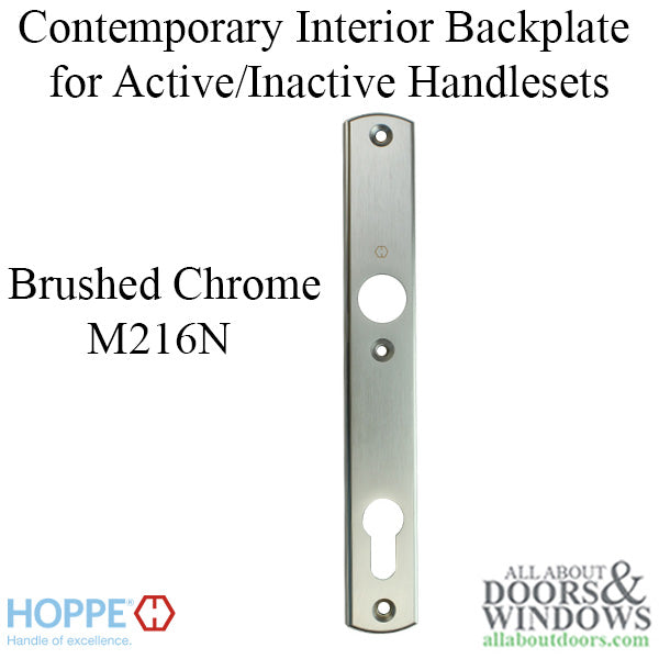 Hoppe Contemporary Interior Backplate M216N – 92mm PZ, Brushed Chrome
