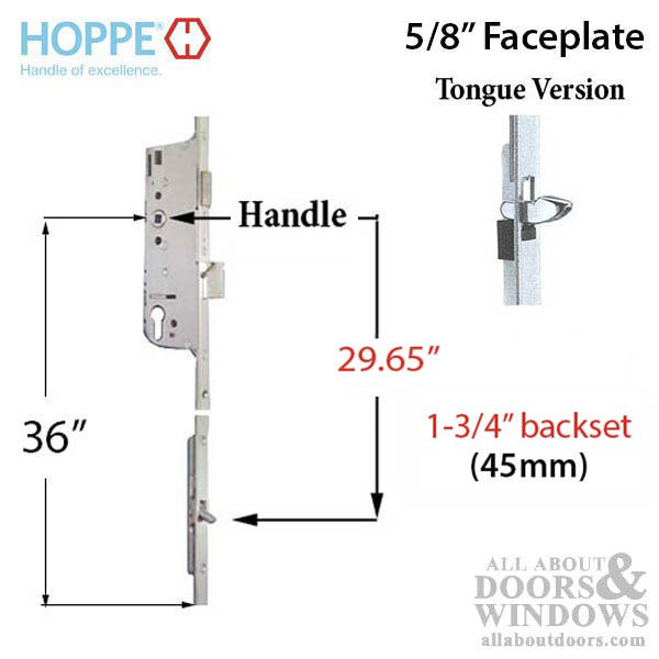 Hoppe Manual Multipoint Lock Gear – 45mm Backset, 92mm PZ, 36" Handle Height