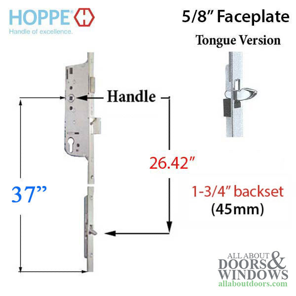 Hoppe Multipoint Lower Extension with Manual Tongue – 45mm Backset, 92mm PZ, 37" Handle Height