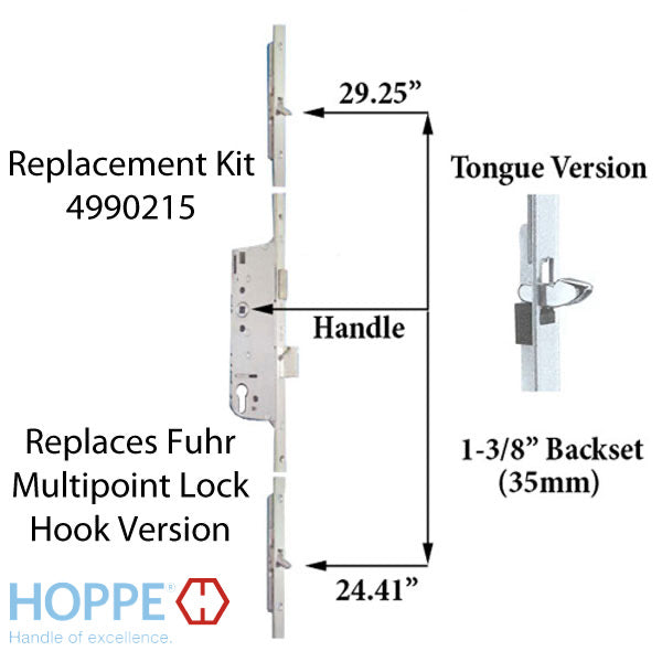 Hoppe Fuhr Multipoint Lock Replacement Kit – 35mm Backset, 92mm PZ