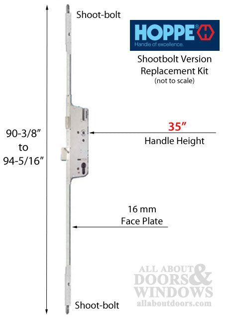Shootbolt Multipoint Lock Replacement Kit – 45mm Backset, 92mm PZ, 35 ...