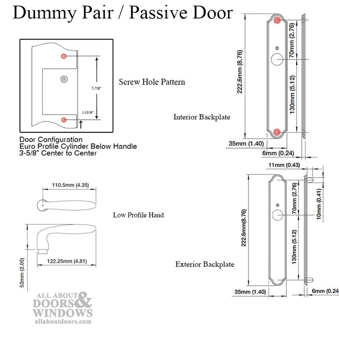 Hoppe Verona Dummy Handleset for Multipoint Doors – Brushed Chrome