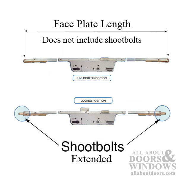 Peachtree Multipoint Lock Bottom Gear Kit for 93" Doors – 45mm Backset, 92mm PZ, 36" Handle Height