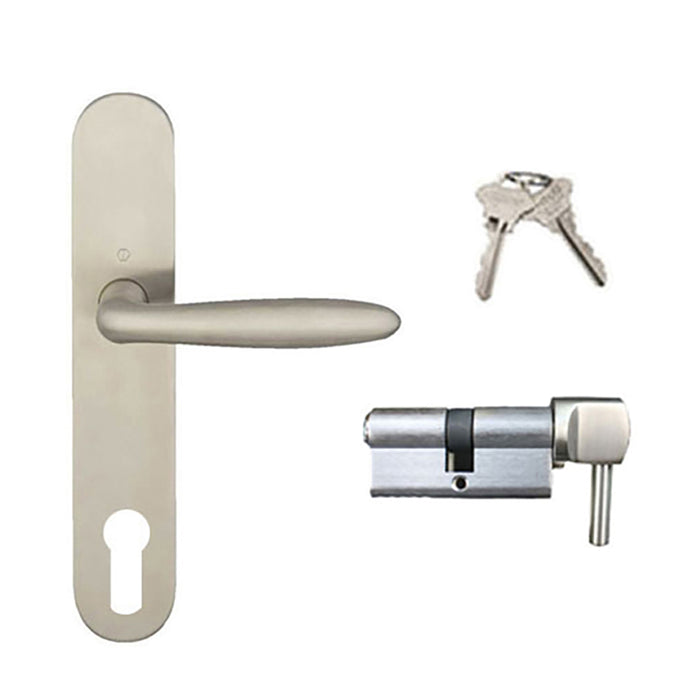 Hoppe Verona Active Keyed Handle Set – 92mm PZ, Brushed Stainless Steel