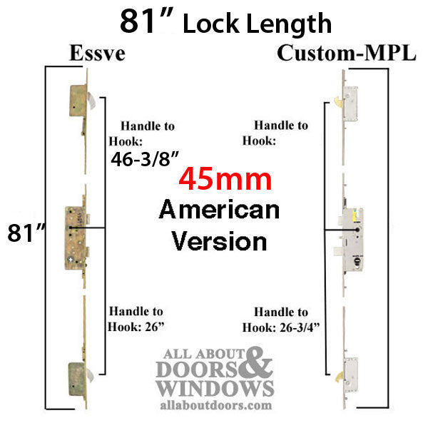ESSVE Multipoint Lock Replacement Kit for 8'0" Doors – 45mm Backset, 92mm PZ