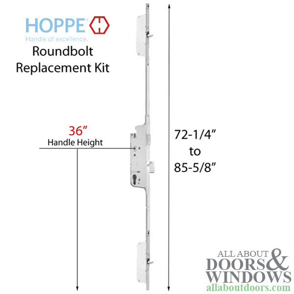 Hoppe Roundbolt Multipoint Lock Replacement Kit for 80" Fuhr – 45mm Backset, 92mm PZ