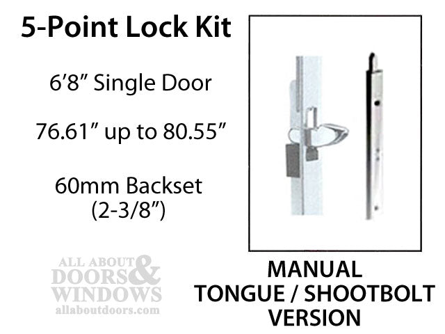 Hoppe HLS-ONE 5-Point Multipoint Lock Kit for 6' 8" Doors – 60mm Backset