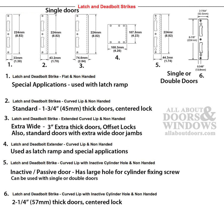 Hoppe Latch and Dead Bolt Strike with Curved Lip – 1-3/4" Door