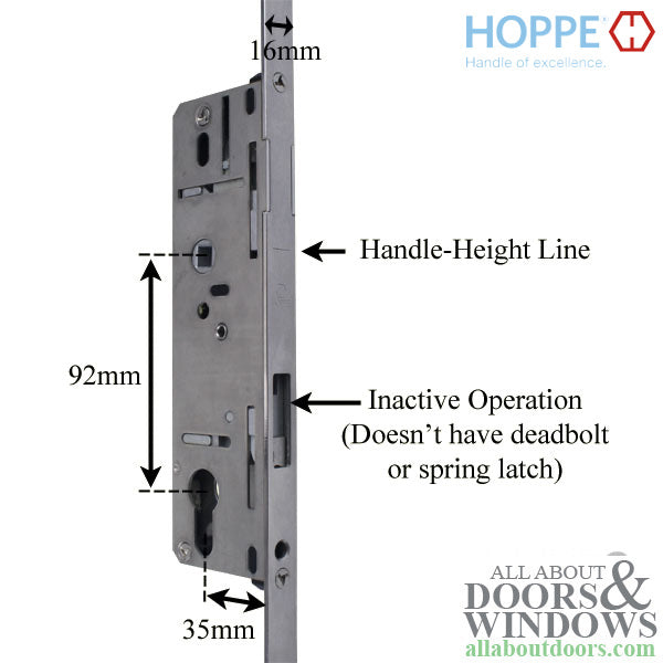 Hoppe Inactive FUHR Lock Replacement Kit for 77" Caradco Doors – 35mm Backset, 92mm PZ