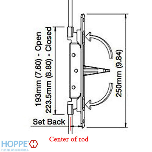 Hoppe Inactive Flushbolt for Double French Doors – 30mm Rod Backset, Brushed Stainless