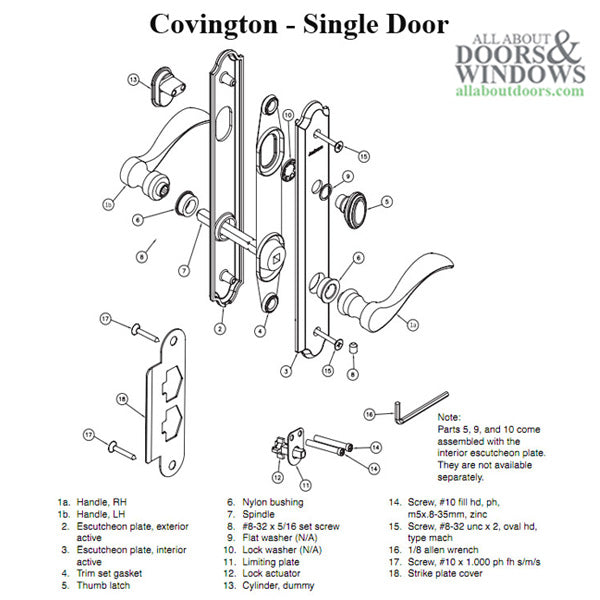 Andersen Covington Handleset Trim for Single Active Frenchwood Door – Polished Brass