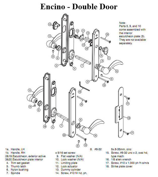 Andersen Encino Double Door Handle Set for Frenchwood Hinged Patio Doors – Distressed Bronze