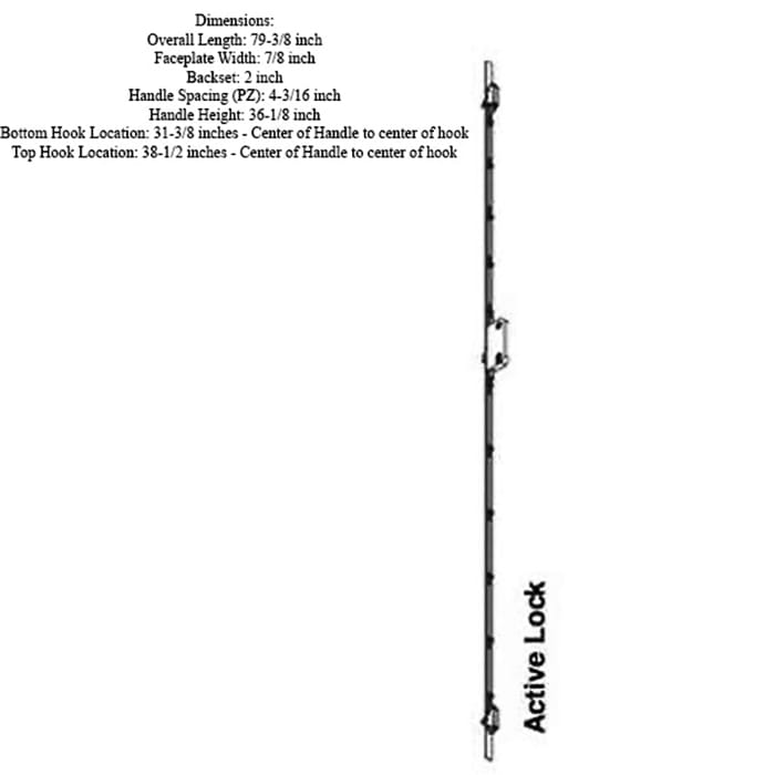 Andersen Active 3-Point Lock for 6' 11" Frenchwood Hinged Doors – 51mm Backset, 106mm PZ