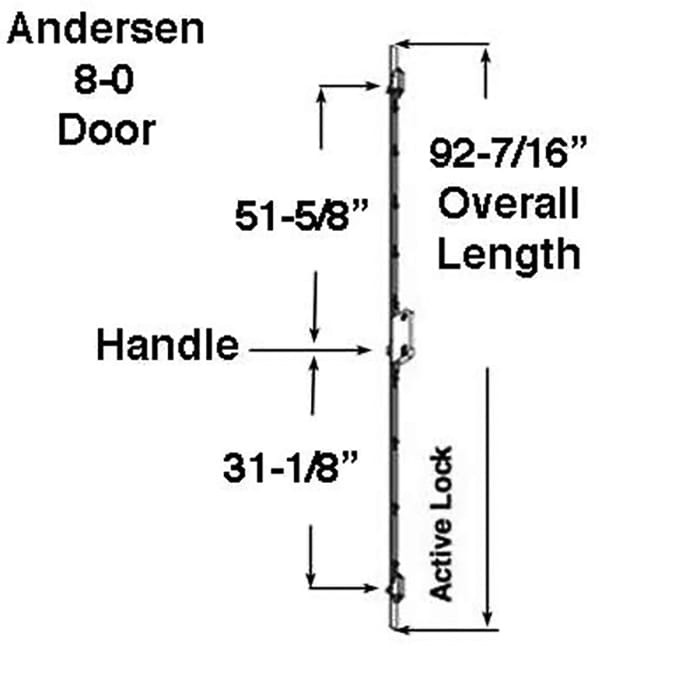 Andersen Active Multipoint Lock for 8' French-wood Hinged Doors – 51mm Backset, 106mm PZ, Stainless Steel