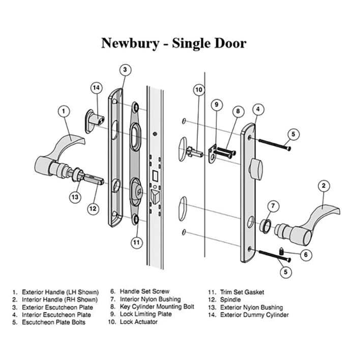 Andersen Newbury Active Hardware Kit for Frenchwood Doors – Antique Brass, Old Style