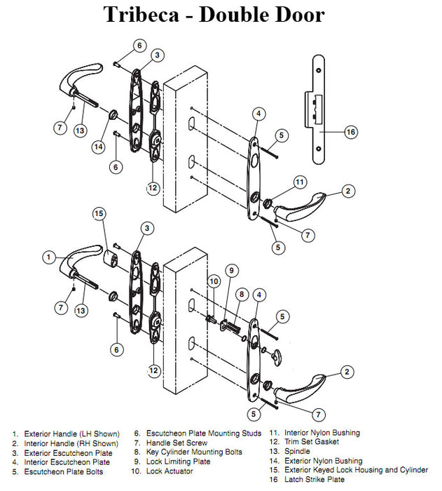 Andersen Tribeca Hinged Patio Door Hardware Set – Non-Keyed, White