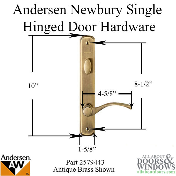 Andersen Newbury Handle Trim Set for Single Active Hinged Door – Satin Nickel