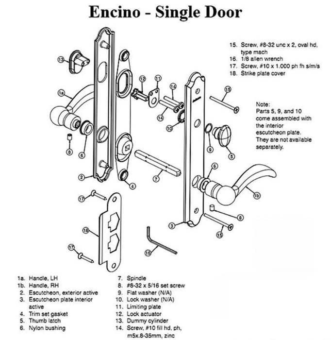 Andersen Encino Handle Trim Set for Frenchwood Hinged Patio Door – Single Active, Distressed Bronze