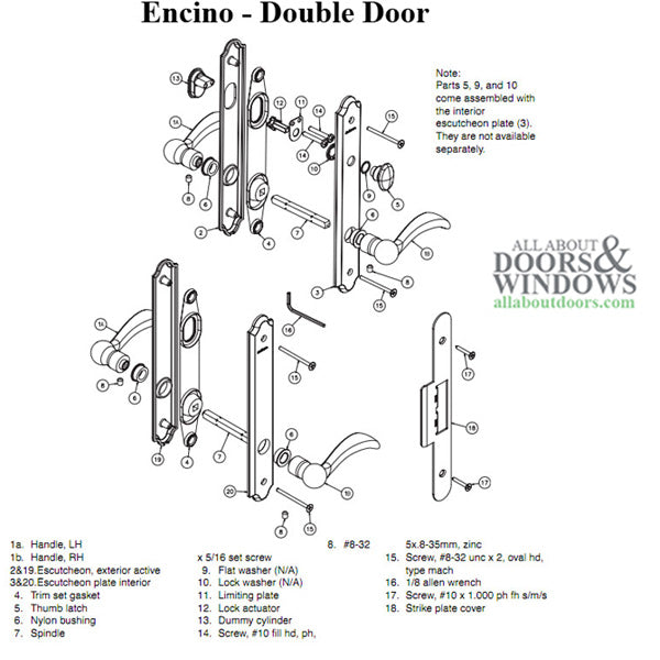 Andersen Encino Double Door Handle Set – Distressed Nickel