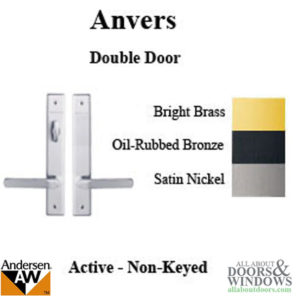 Andersen Anvers Handle Trim Set for Frenchwood Double Doors – Satin Nickel