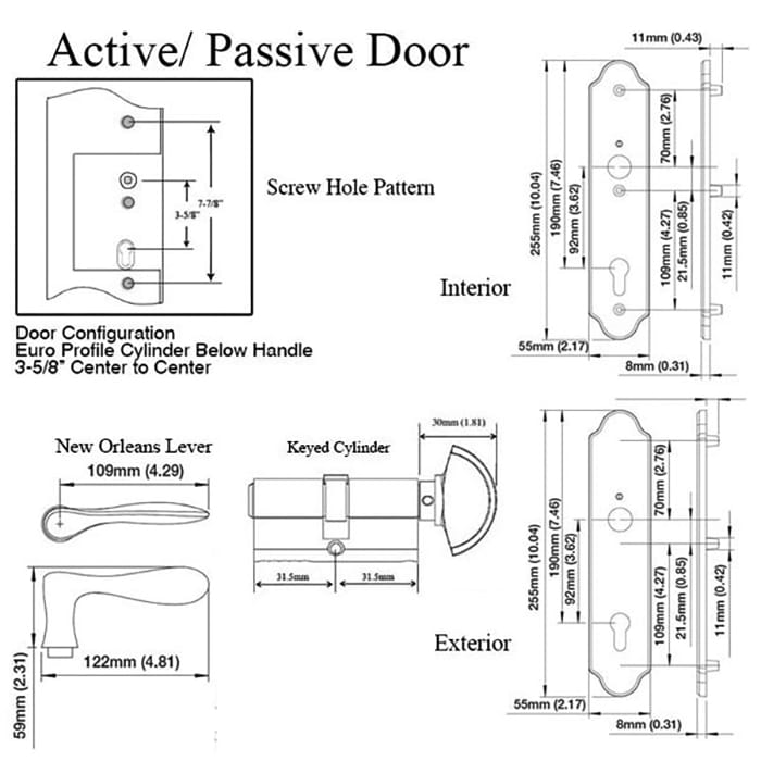Hoppe New Orleans Active Handleset – 92mm PZ, Satin Nickel