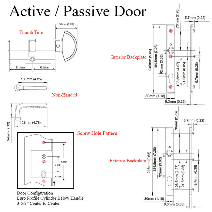Hoppe Frankfurt Active Handleset – 92mm PZ, Clear Anodized