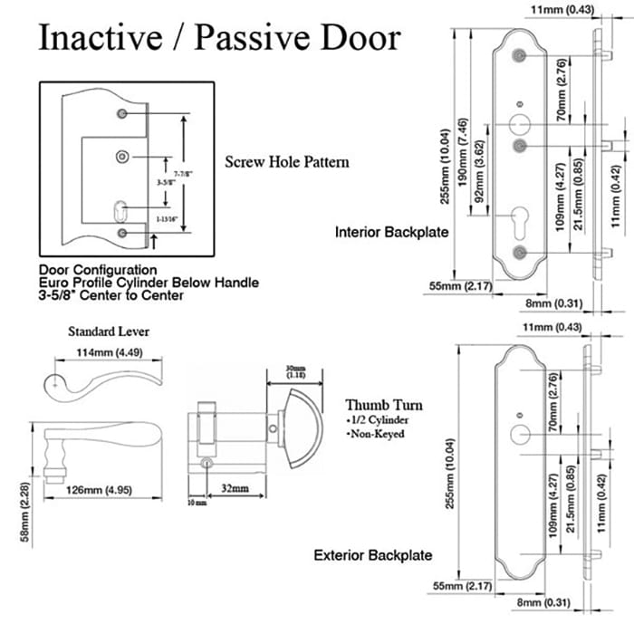 Hoppe Munchen Inactive Lock Trim – 92mm PZ, Resista Brass