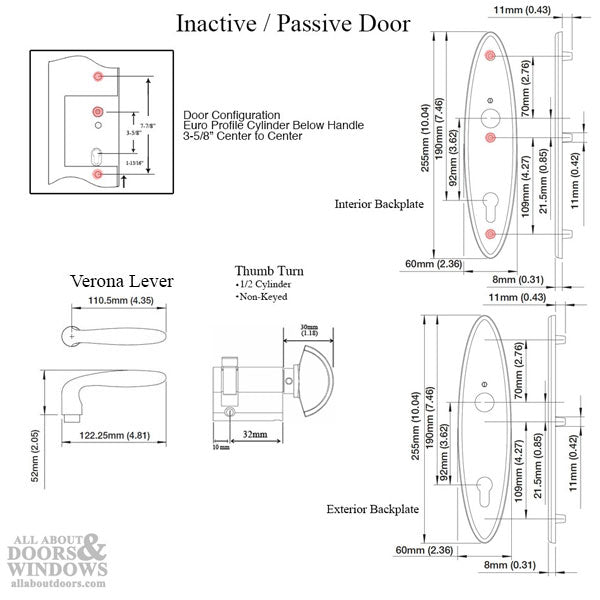 Hoppe Verona Multipoint Handleset – Inactive, 92mm PZ, Rustic Umber