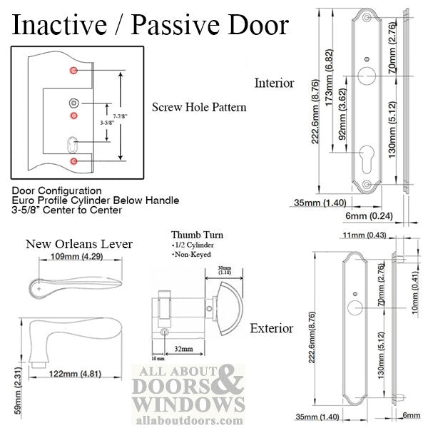 Hoppe New Orleans Inactive Handleset – 92mm PZ, Resista Brass