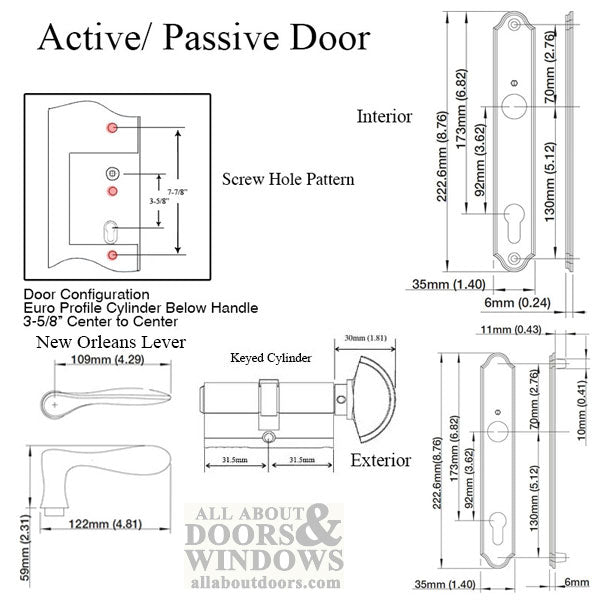 Hoppe New Orleans Active Handle Set – 92mm PZ, Resista Brass